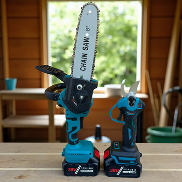 Промо 2в1 комплект WerkBull Акумулаторна Лозарска ножица с дисплей и Безчетков Трион с автоматично омасляване