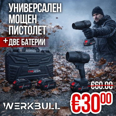 Универсален Мощен Пистолет - Духалка 36V с две батерии за Листа, Кола, Барбекю и др.