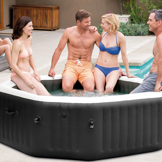 Надуваемo джакузи с водни и въздушни струи INTEX 28458 PureSpa Bubble Deluxe, тъмно сиво