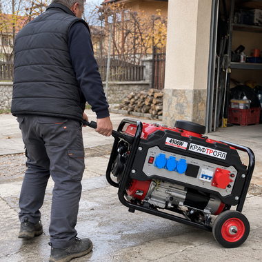 Бензинов генератор за ток KRAFTROYAL 4.5 kW – 8.5 к.с., монофазен и трифазен, дисплей и колела