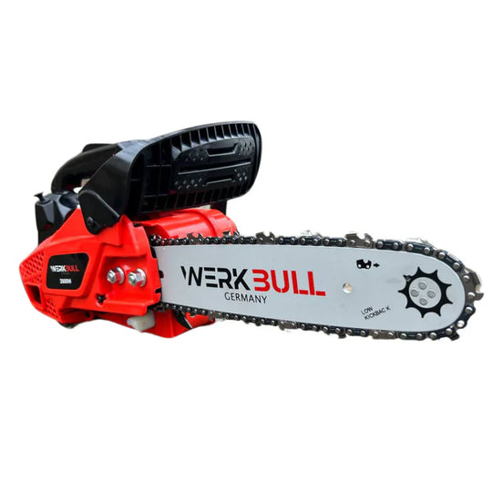 Компактна Немска Бензинова Резачка 30см шина за Дърва WerkBull с Две Вериги и пила
