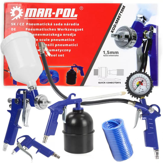 Комплект пневматични инструменти 5 части Mar-Pol за боядисване, лакиране, издухване